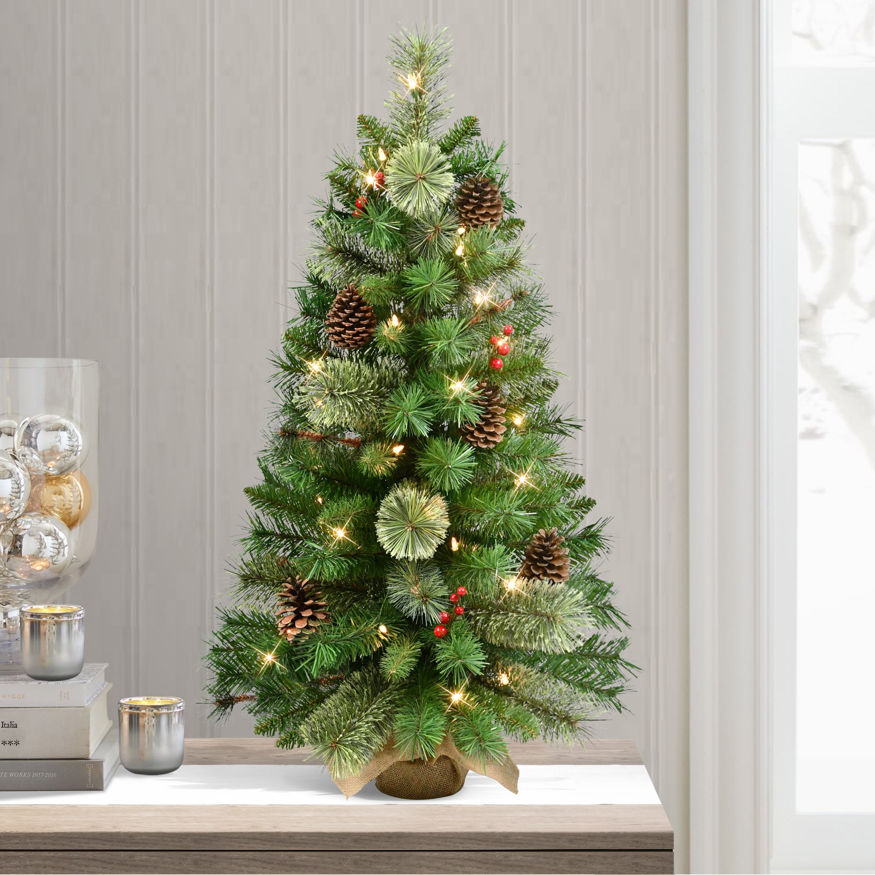 3ft. Pre-Lit Pine Tree in Burlap Sac